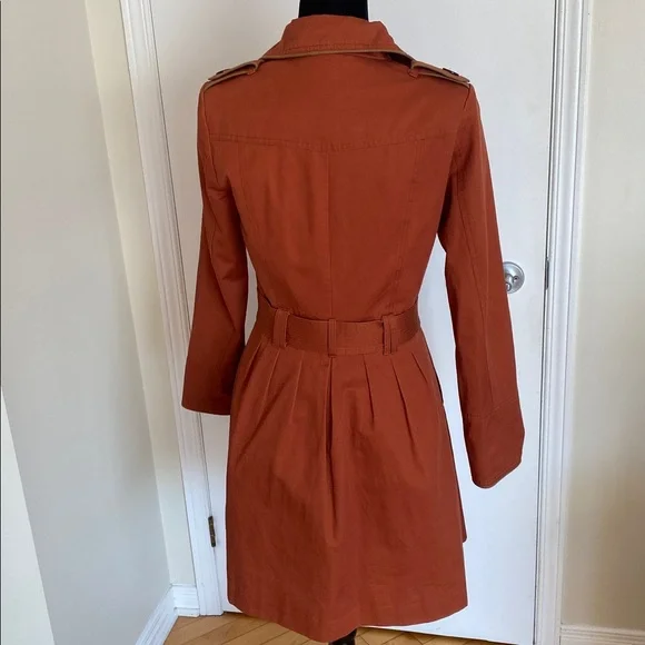 Pink Martini Terracotta belted Trench Coat Size X-Small will fit Small to Medium - Picture 5 of 17